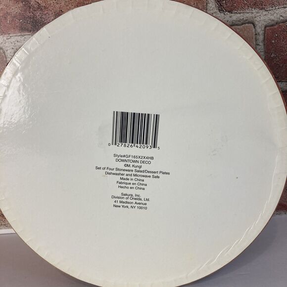 Set Of 4 Sakura Downtown Deco Stoneware Stoneware Salad‎ Dessert Plates NIB - Picture 6 of 9